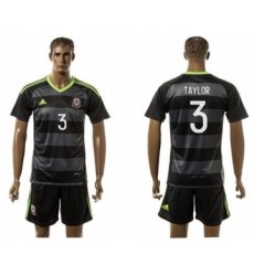 Wales #3 Taylor Black Away Soccer Club Jersey