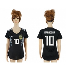 Women's Argentina #10 Maradona Away Soccer Country Jersey
