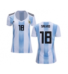 Women's Argentina #18 Salvio Home Soccer Country Jersey
