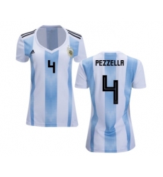 Women's Argentina #4 Pezzella Home Soccer Country Jersey