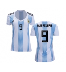 Women's Argentina #9 Kun Aguero Home Soccer Country Jersey