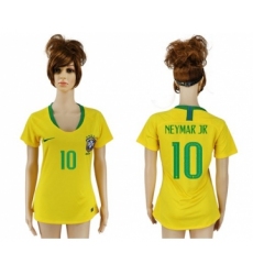 Women's Brazil #10 Neymar Jr Home Soccer Country Jersey