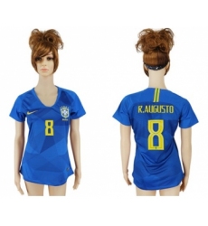 Women's Brazil #8 R.Augusto Away Soccer Country Jersey