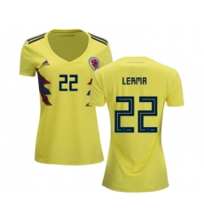 Women's Colombia #22 Lerma Home Soccer Country Jersey