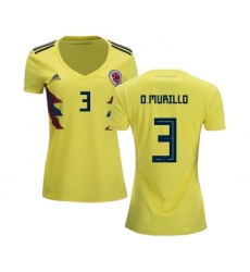 Women's Colombia #3 O.Murillo Home Soccer Country Jersey