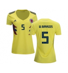 Women's Colombia #5 W.Barrios Home Soccer Country Jersey