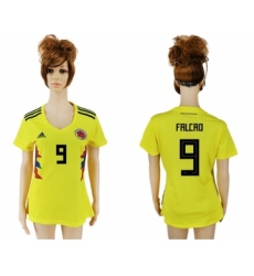 Women's Colombia #9 Falcao Home Soccer Country Jersey
