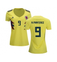 Women's Colombia #9 R.Martinez Home Soccer Country Jersey