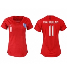 Women's England #11 Chamberlain Away Soccer Country Jersey