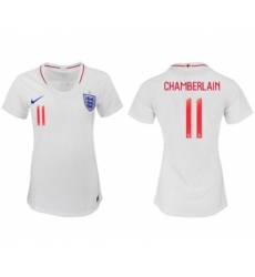 Women's England #11 Chamberlain Home Soccer Country Jersey