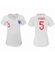 Women's England #5 Stones Home Soccer Country Jersey