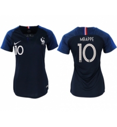 Women's France #10 Mbappe Home Soccer Country Jersey