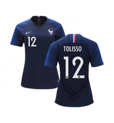 Women's France #12 Tolisso Home Soccer Country Jersey