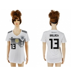 Women's Germany #13 Ballack White Home Soccer Country Jersey