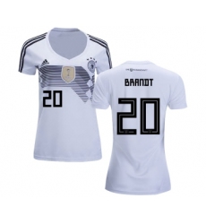 Women's Germany #20 Brandt White Home Soccer Country Jersey