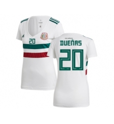 Women's Mexico #20 Duenas Away Soccer Country Jersey