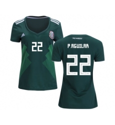 Women's Mexico #22 P.Aguilar Home Soccer Country Jersey