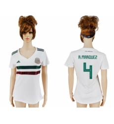 Women's Mexico #4 R.Marquez Away Soccer Country Jersey