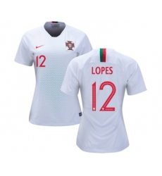 Women's Portugal #12 Lopes Away Soccer Country Jersey