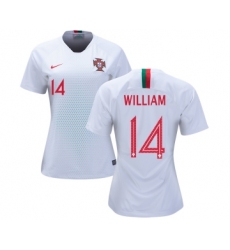 Women's Portugal #14 William Away Soccer Country Jersey