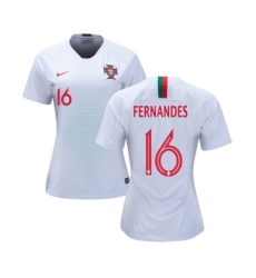 Women's Portugal #16 Fernandes Away Soccer Country Jersey
