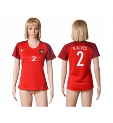 Women's Portugal #2 B.Alves Home Soccer Country Jersey
