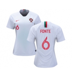 Women's Portugal #6 Fonte Away Soccer Country Jersey