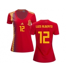 Women's Spain #12 Luis Alberto Red Home Soccer Country Jersey