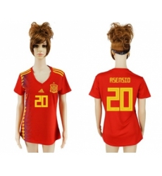 Women's Spain #20 Asensio Red Home Soccer Country Jersey