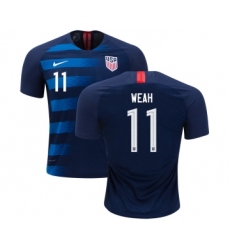 Women's USA #11 Weah Away Soccer Country Jersey