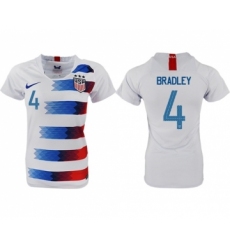 Women's USA #4 Bradley Home Soccer Country Jersey