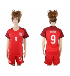 Women's USA #9 Morris Away Soccer Country Jersey