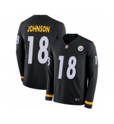 Men's Pittsburgh Steelers #18 Diontae Johnson Limited Black Therma Long Sleeve Football Jersey