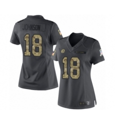 Women's Pittsburgh Steelers #18 Diontae Johnson Limited Black 2016 Salute to Service Football Jersey