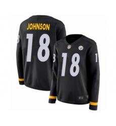 Women's Pittsburgh Steelers #18 Diontae Johnson Limited Black Therma Long Sleeve Football Jersey