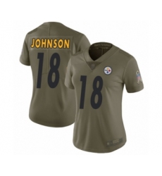 Women's Pittsburgh Steelers #18 Diontae Johnson Limited Olive 2017 Salute to Service Football Jersey