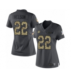 Women's Pittsburgh Steelers #22 Steven Nelson Limited Black 2016 Salute to Service Football Jersey