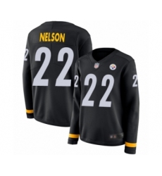 Women's Pittsburgh Steelers #22 Steven Nelson Limited Black Therma Long Sleeve Football Jersey