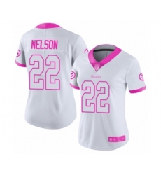 Women's Pittsburgh Steelers #22 Steven Nelson Limited White Pink Rush Fashion Football Jersey