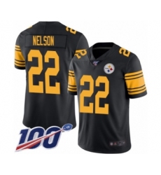 Youth Pittsburgh Steelers #22 Steven Nelson Limited Black Rush Vapor Untouchable 100th Season Football Jersey