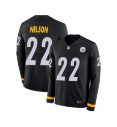Youth Pittsburgh Steelers #22 Steven Nelson Limited Black Therma Long Sleeve Football Jersey