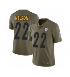 Youth Pittsburgh Steelers #22 Steven Nelson Limited Olive 2017 Salute to Service Football Jersey