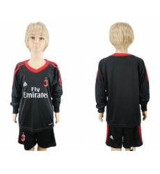 AC Milan Blank Black Goalkeeper Long Sleeves Kid Soccer Club Jersey