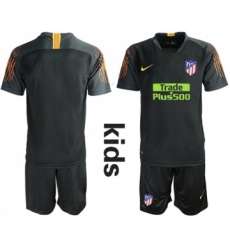 Atletico Madrid Blank Black Goalkeeper Kid Soccer Club Jersey