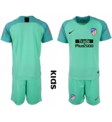 Atletico Madrid Blank Green Goalkeeper Kid Soccer Club Jersey