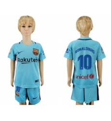Barcelona #10 Ronaldinho Away Kid Soccer Club Jersey