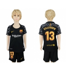 Barcelona #13 Cillessen Black Goalkeeper Kid Soccer Club Jersey