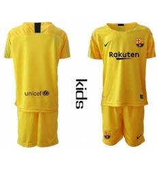 Barcelona Blank Yellow Goalkeeper Kid Soccer Club Jersey