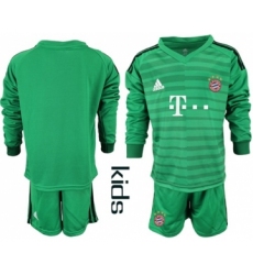 Bayern Munchen Blank Green Goalkeeper Long Sleeves Kid Soccer Club Jersey