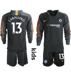 Chelsea #13 Caballero Black Goalkeeper Long Sleeves Kid Soccer Club Jersey